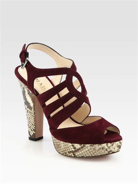 prada suede sandal heel|prada heels price.